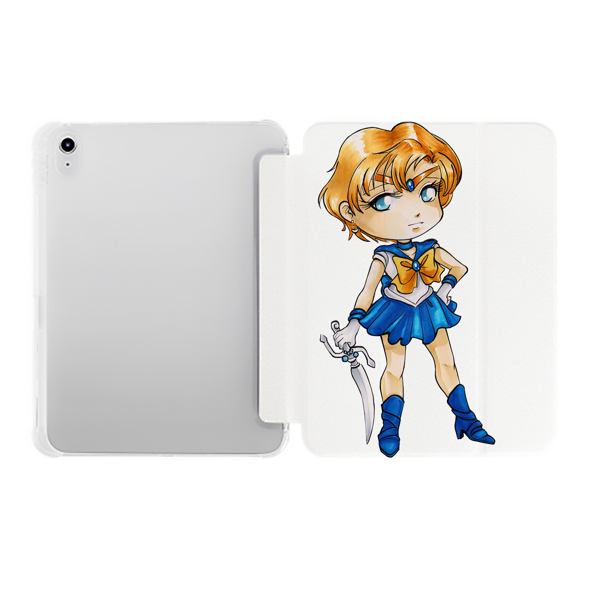 （画像用） 美少女戦士セーラームーン 天王はるか Sailor Moon Tenoh Haruka IPad ケース ペン収納付き 三つ折りスタンド PUレザー×シリコン 対応機種9.5/10.5/10.9インチ